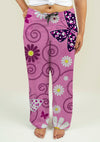 Ladies Pajama Pants with Pink Floral Pattern