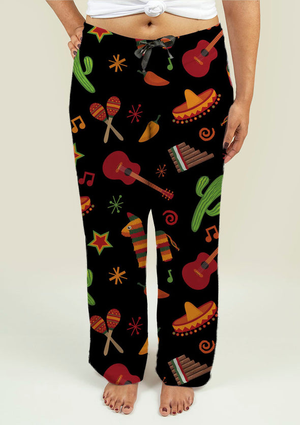 Ladies Pajama Pants with Mexican Pattern