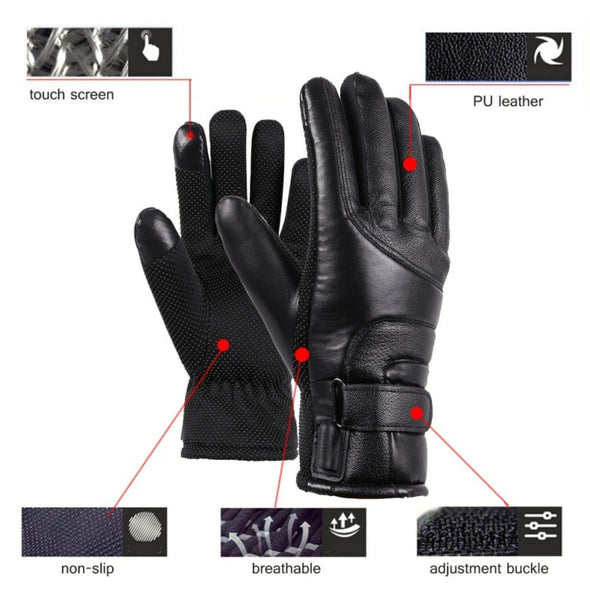 USB Plug Electric Heated Gloves Windproof With Touchscreen Finger For Men Women Winter Hands Warmer Thermal Gloves